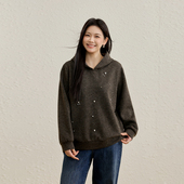 设计感钉钻宽松卫衣 纤莉秀大码 女装 时髦显瘦上衣胖mm春装 新款