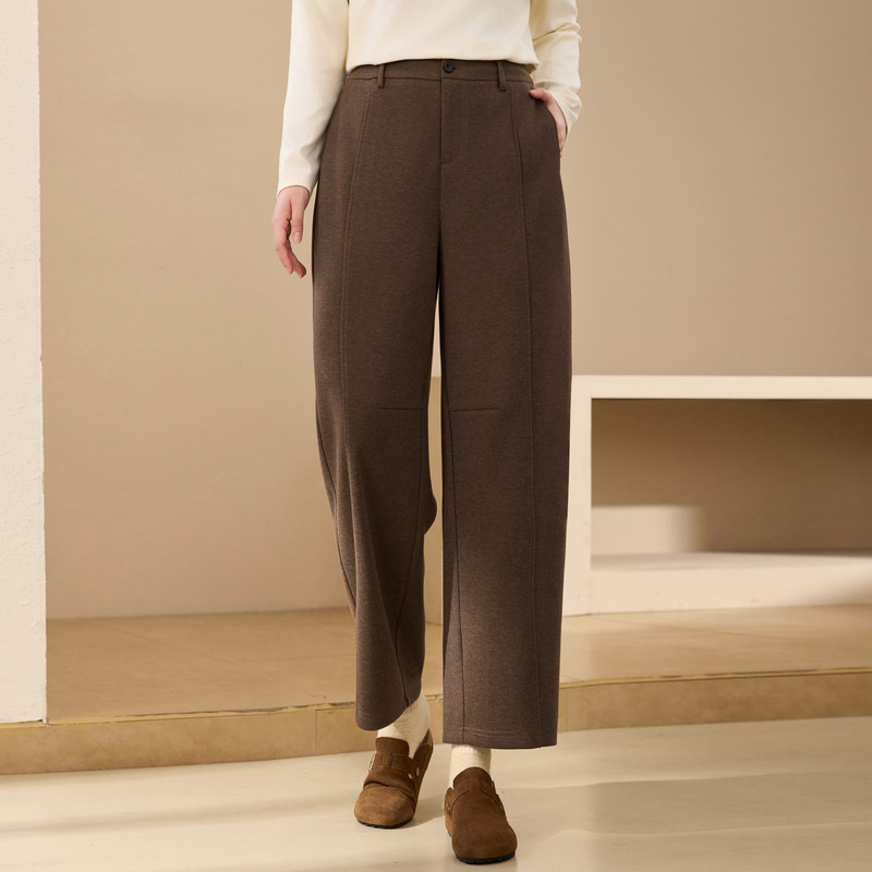 【舒适松紧后腰裤子】纤莉秀大码女装简约通勤休闲裤胖mm冬装新款