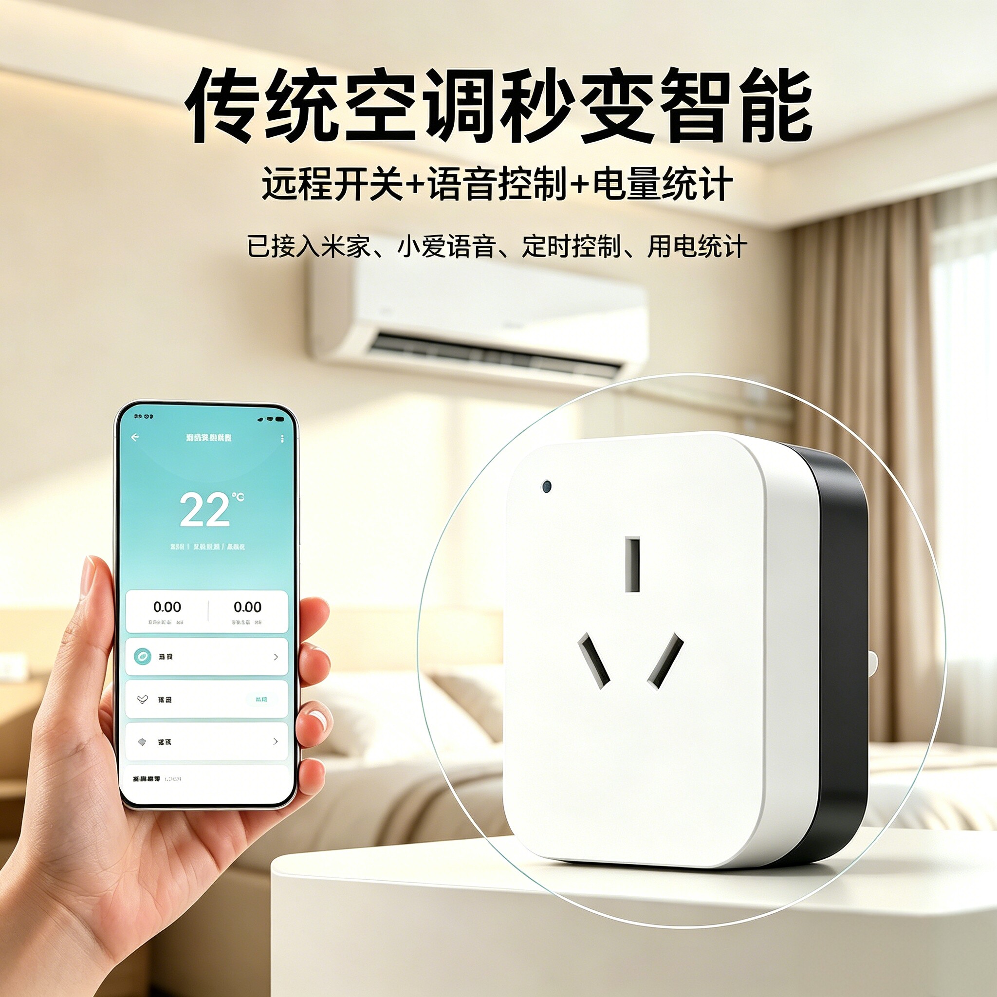 空调伴侣智能插座远程控制语音开关定时电统计已接入米家APP