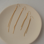 气质款 百搭优雅简单通勤女耳钩 美产14k包金摇曳流苏八角蛇耳线