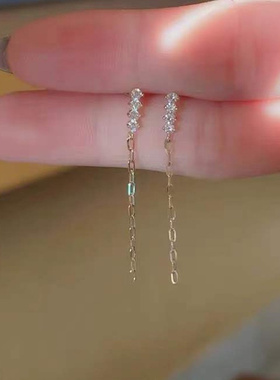 纯银日系镶钻女防过敏精致耳钉