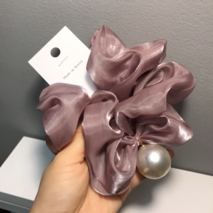 【大大大长发圈】韩国东大门欧根纱大珍珠发圈发绳法式高级感头饰