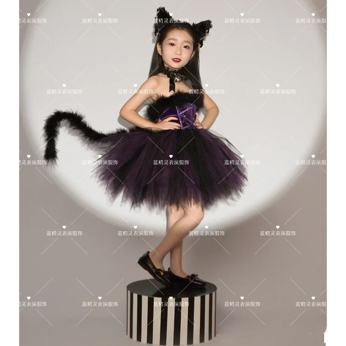 幼儿小动物演出服女童猫咪装扮爱跳舞的小怪兽舞蹈走秀蓬蓬裙表演
