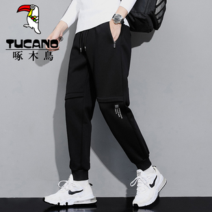 子 休闲潮流小脚哈伦针织休闲运动加绒长裤 春秋纯棉束脚卫裤 男韩版