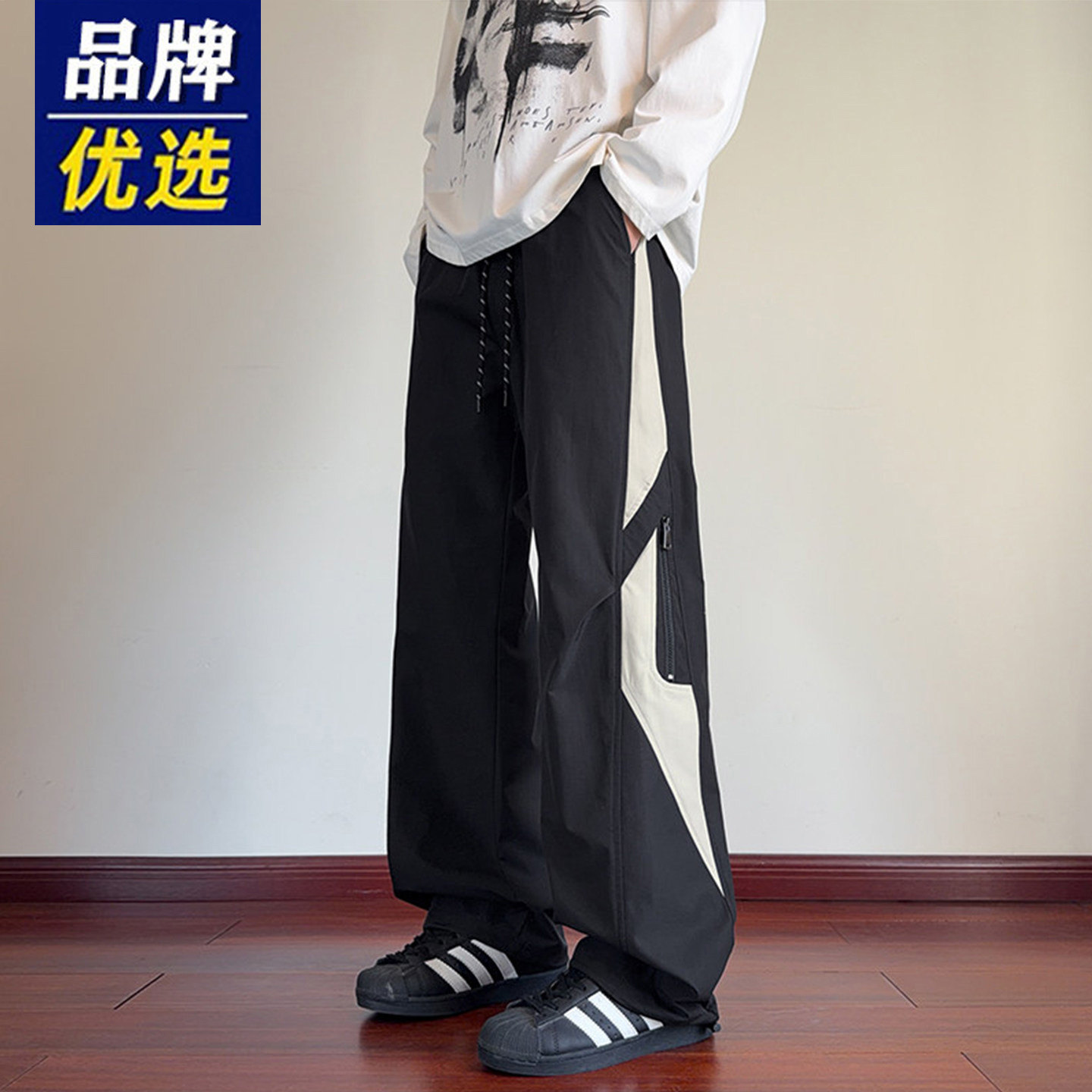 品牌优选户外拼接工装裤子男生夏季潮牌设计感休闲高街机能冲锋裤