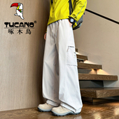 青少年宽松大口袋阔腿潮牌休闲长裤 啄木鸟美式 男生春秋季 裤 子 工装