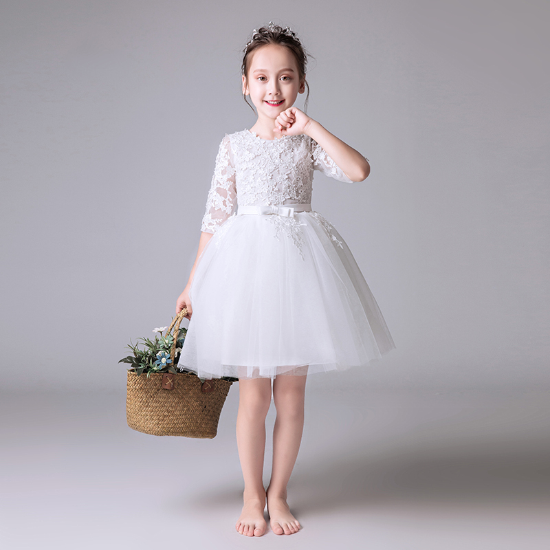 2020新款儿童礼服女童小花童长袖