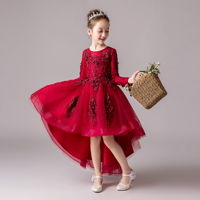 红色公主裙女童蓬蓬童秋冬长袖