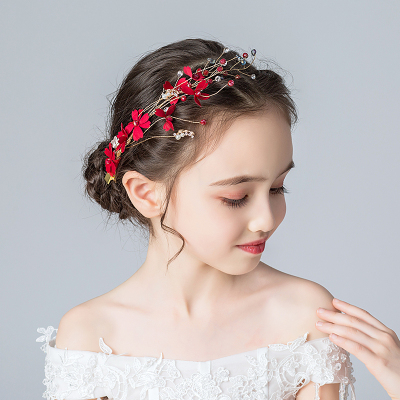 儿童汉服发饰超仙女童礼服红色