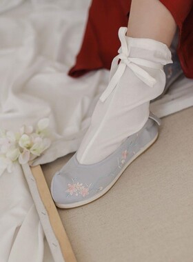 古装水袜薄款大布袜蓬松柔软防尘袜僧袜古代白色袜子中式复古袜子