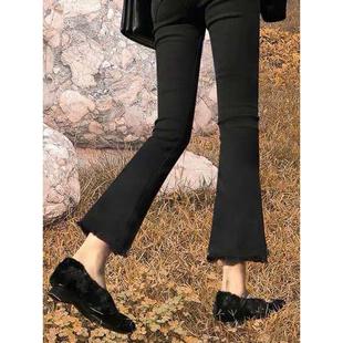 黑色微喇叭牛仔裤女2025春秋新款小个子女士夏季薄款今年流行裤子