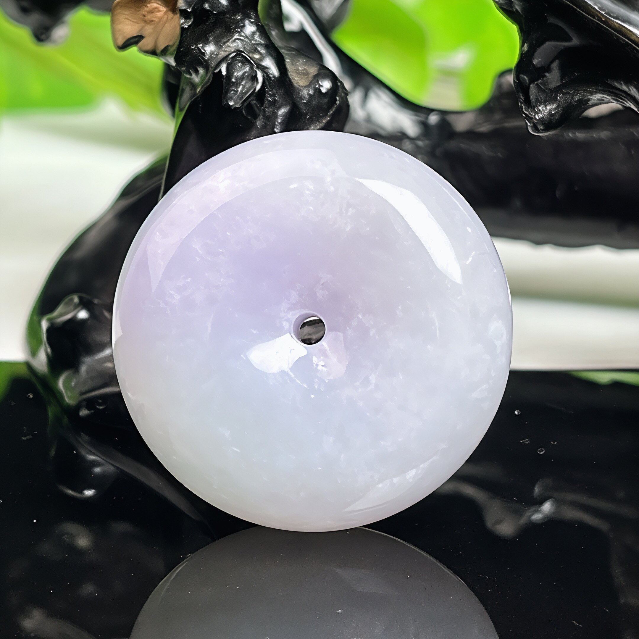 缅甸天然A货翡翠水润紫罗兰面包平安扣吊坠带证书