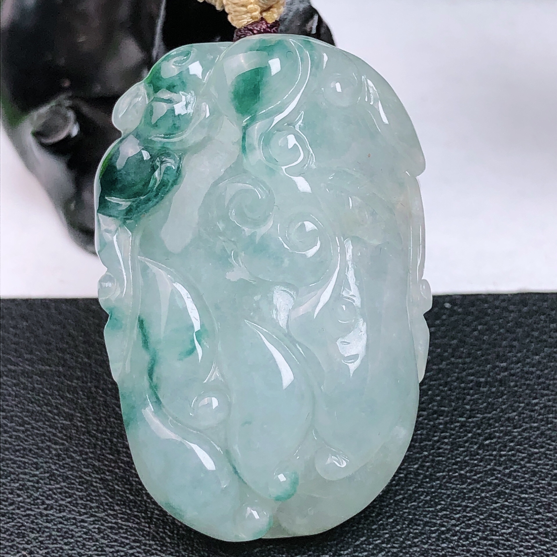 缅甸天然A货翡翠玉石冰种飘花佛手吊坠挂件