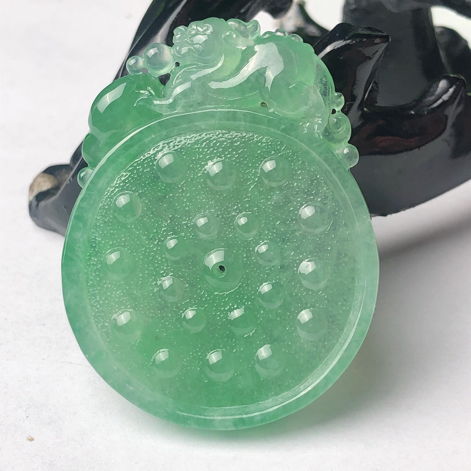 仿古龙冰种A货翡翠飘花男女平安扣冲天大玉牌挂件玉佩