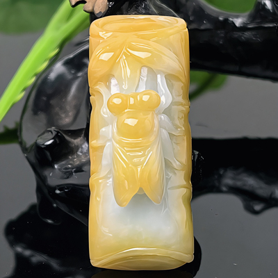 老坑黄翡翠竹节一鸣惊人A货证书