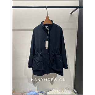韩版 26早春新款 抽绳收腰立领风衣外套女 韩钰DESIGN