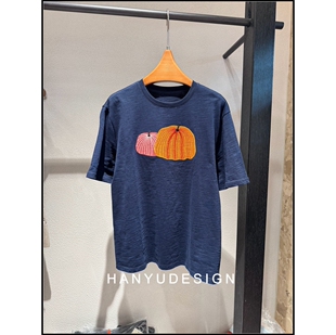 纯棉南瓜刺绣圆领短袖 26早春新款 T恤女 韩钰DESIGN