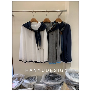 T恤女 韩钰DESIGN 现货25早秋新 简约百搭圆领长袖