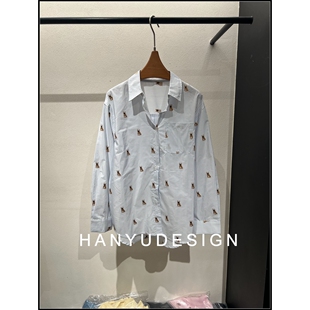 刺绣衬衫 简约休闲翻领长袖 26早春新款 女 韩钰DESIGN