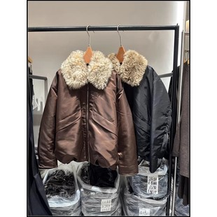 【HANYUDESIGN】羊毛翻领阔版保暖90白鹅绒服女