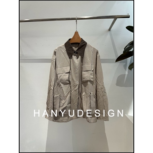 卡其色工装 26早春新款 风多口袋拼接领外套女 韩钰DESIGN