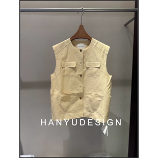 亚麻奶油风多口袋纽扣开衫 26早春新款 马夹 韩钰DESIGN