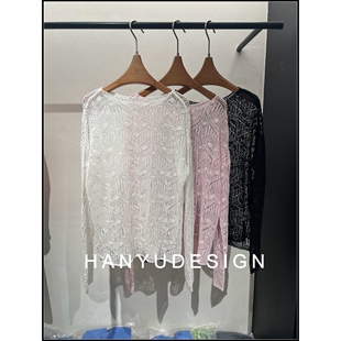 设计感镂空甜美风蕾丝长袖 26早春新款 T恤女 韩钰DESIGN