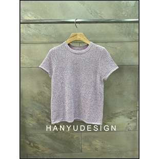 针织衫 粉色极简风圆领短袖 26早春新款 女 韩钰DESIGN