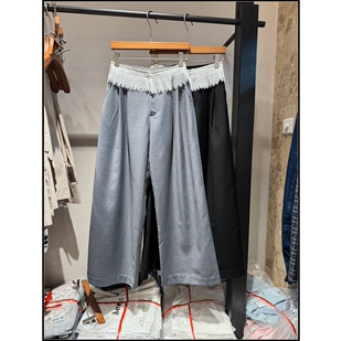 高腰蕾丝百搭拼接阔腿裤 26早春新款 女 韩钰DESIGN