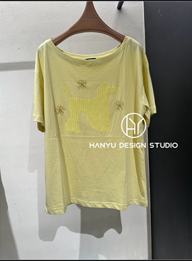 【韩钰DESIGN】26夏季新款 黄色宽松卡通印花短袖T恤女