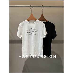 休闲字母印花短袖 韩版 26早春新款 T恤女 韩钰DESIGN