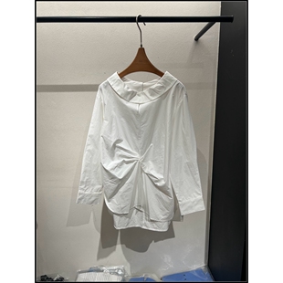 设计感褶皱收腰气质白衬衫 26早春新款 女 韩钰DESIGN