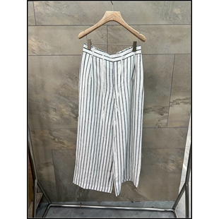 100%亚麻松弛感条纹阔腿裤 26早春新款 女 韩钰DESIGN