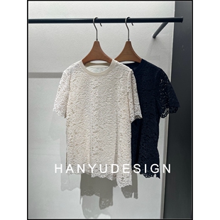 【韩钰DESIGN】26早春新款 百搭浪漫蕾丝风圆领短袖T恤女