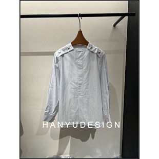 百搭休闲宽松蓝色条纹衬衫 26早春新款 女 韩钰DESIGN