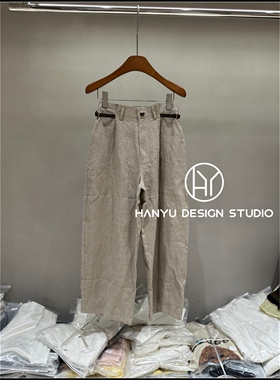 【韩钰DESIGN】26夏季新款 灰色百搭极简风高腰阔腿裤女