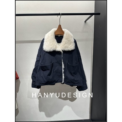 【韩钰DESIGN】 时尚百搭羊皮毛一体90鹅绒羽绒服外套女