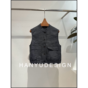 简约风立领单排扣无袖 26早春新款 马甲女 韩钰DESIGN