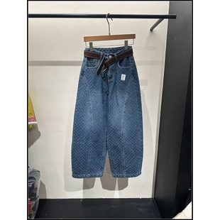 女设计感阔腿裤 高腰显瘦腰带弯刀牛仔裤 韩钰DESIGN