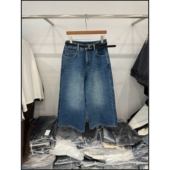 复古高腰大阔腿百搭九分牛仔裤 韩钰DESIGN 女