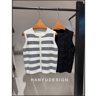 简约百搭条纹针织马甲女 26早春新款 韩钰DESIGN
