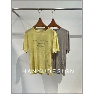 休闲简约字母印花短袖 26早春新款 T恤女 韩钰DESIGN