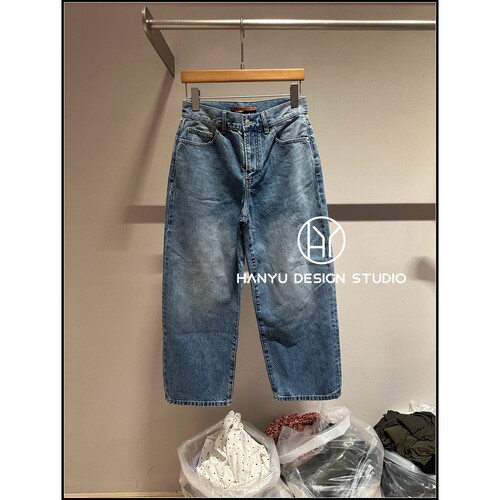 【韩钰DESIGN】26秋季新款 蓝色松弛感高腰直筒牛仔裤女