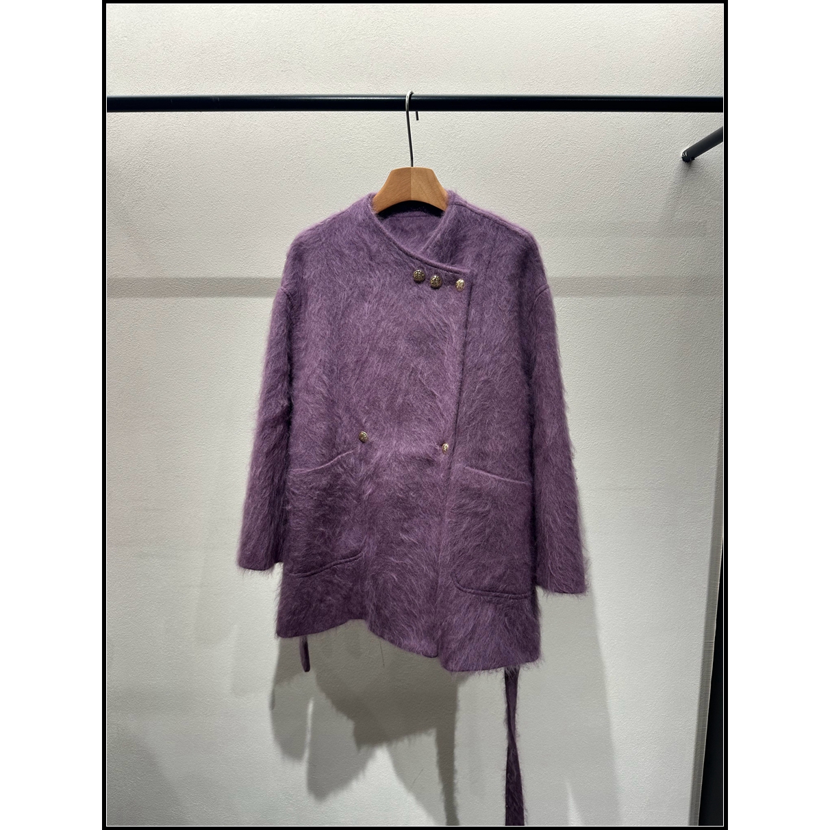 韩钰DESIGN中长款拉毛羊绒大衣