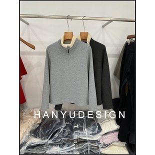 立领半拉链卫衣女宽松显瘦加绒百搭上衣 韩钰DESIGN