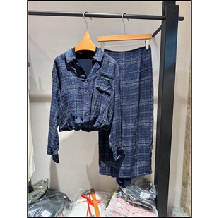 复古风宽松型休闲格子套装 26早春新款 女 韩钰DESIGN