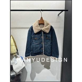 复古毛领牛仔外套女保暖夹克百搭外套 美式 韩钰DESIGN
