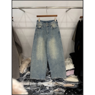 女 复古水洗加绒加厚阔腿牛仔裤 韩钰DESIGN