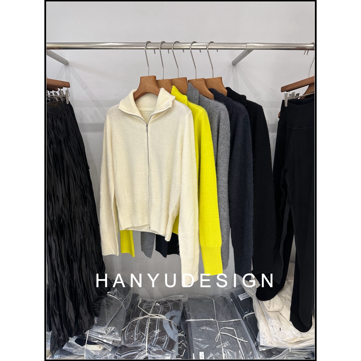 韩钰DESIGN羊毛双拉链针织开衫