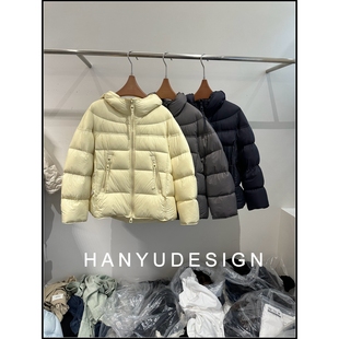 保暖厚实白鹅绒羽绒服女 温柔风连帽短款 韩钰DESIGN